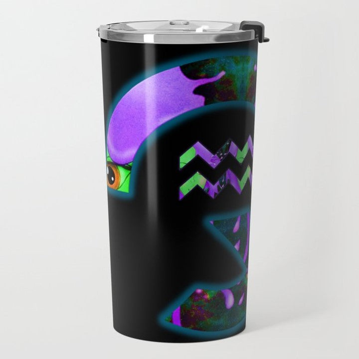 Unique Travel Coffee Mug for Aquarius . Personalized work-from-home travel mug. WickedYo